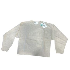 100% Cashmere Crewneck Sweater. Smiley slouchy crew. Smiley face in body